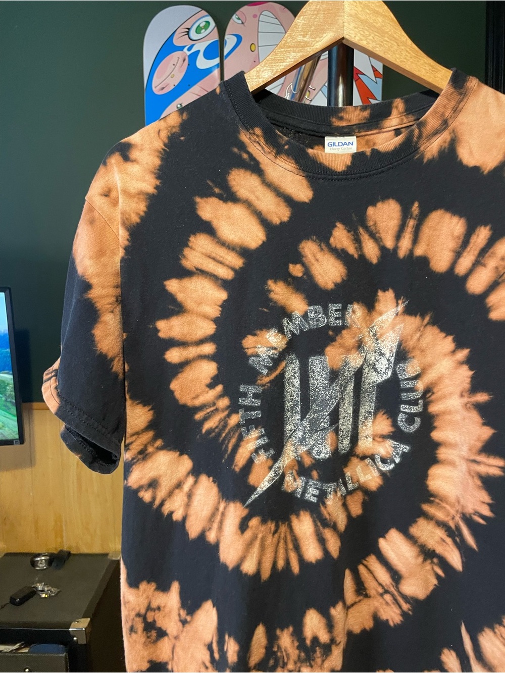 Metallica fifth member men’s custom one of one spiral reverse dye size L